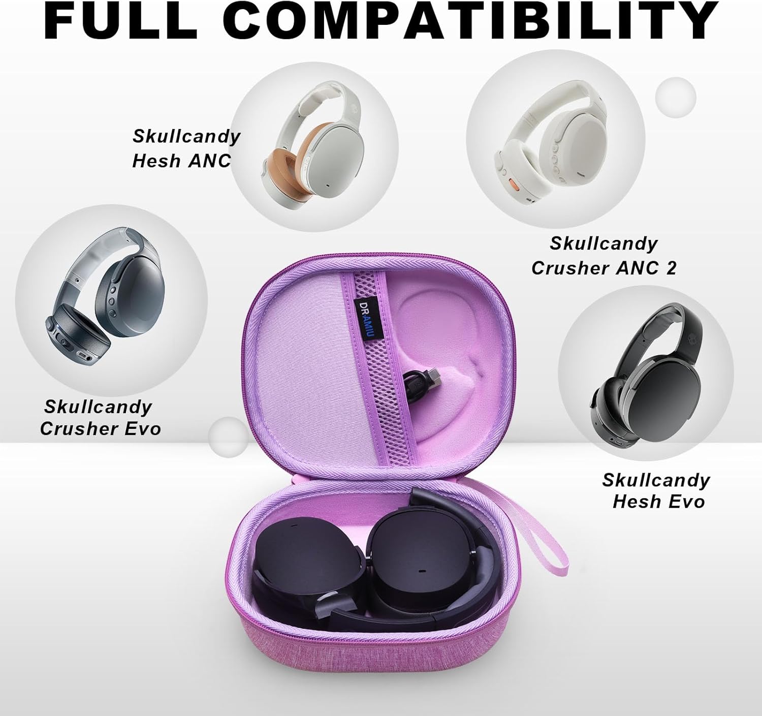 Hard Case Compatible with Skullcandy Crusher/ANC 2/540 Active, Crusher Evo, Hesh ANC, Hesh Evo, Riff 2, Riff Over-Ear Bluetooth Wireless Headphones Purple Case by DR·AMIU - Image 2