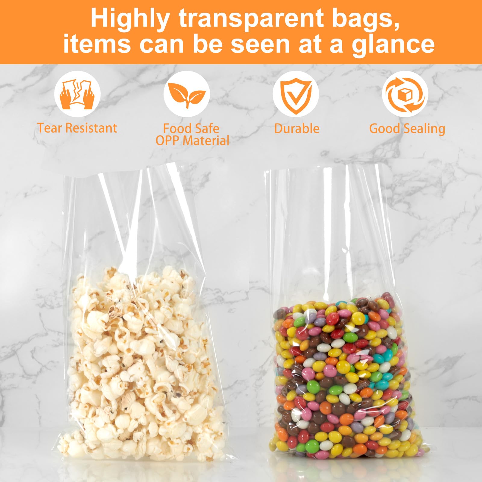 Cozary 200 Pezzi Sacchetti Trasparenti con Lacci, 15 x 10 cm Piccoli Sacchetti Cellophane Pellicola Bustine Alimenti, Sacchetti Caramelle Biscotti OPP Sac Regalo per Feste Compleanno dei Bambini