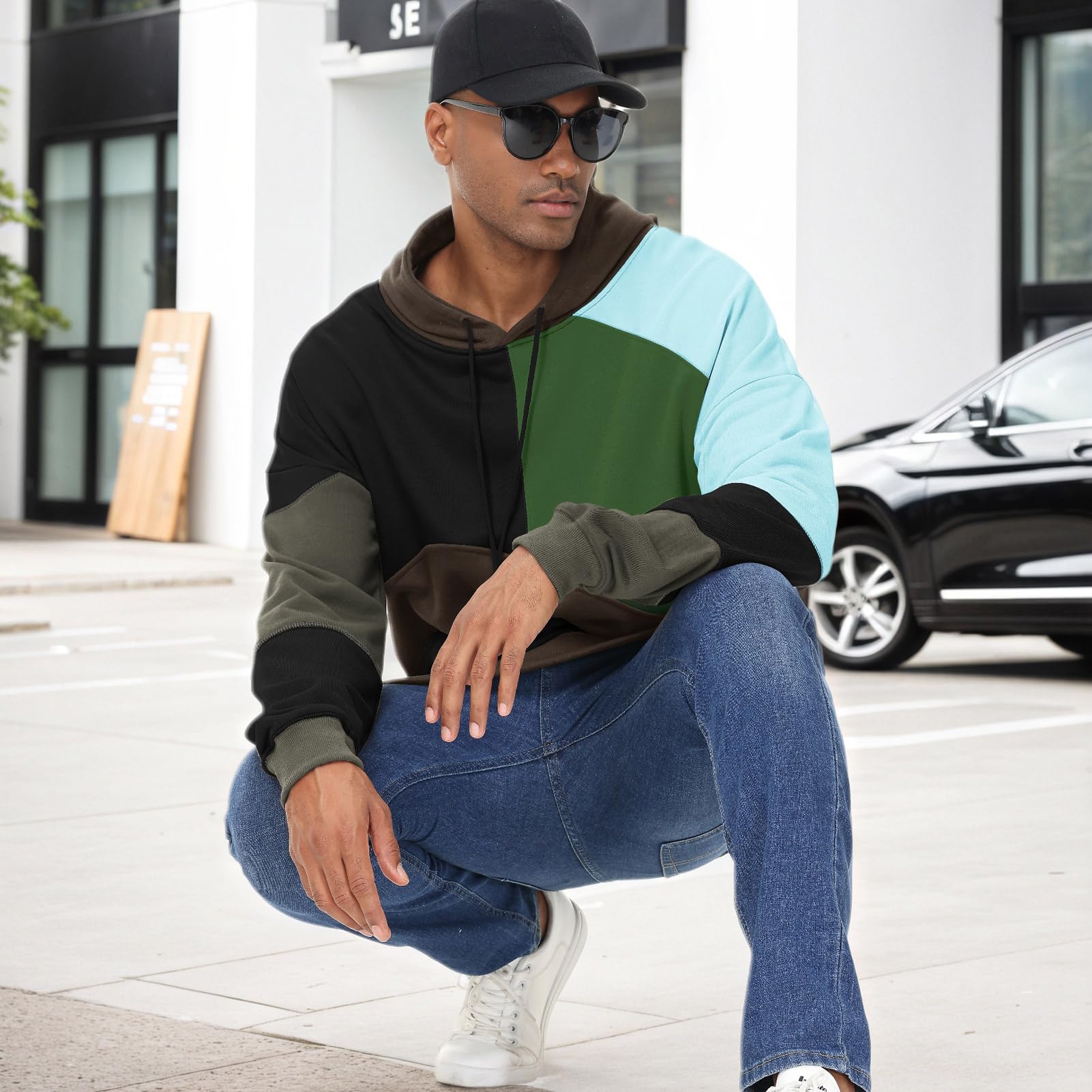 Hombre Sudadera con Capucha Techwear Colores Manga Larga Hoodie | Hip Hop Ligea Deportiva Casual Jersey Primavera Otoño Invierno Viajes y Acampadas