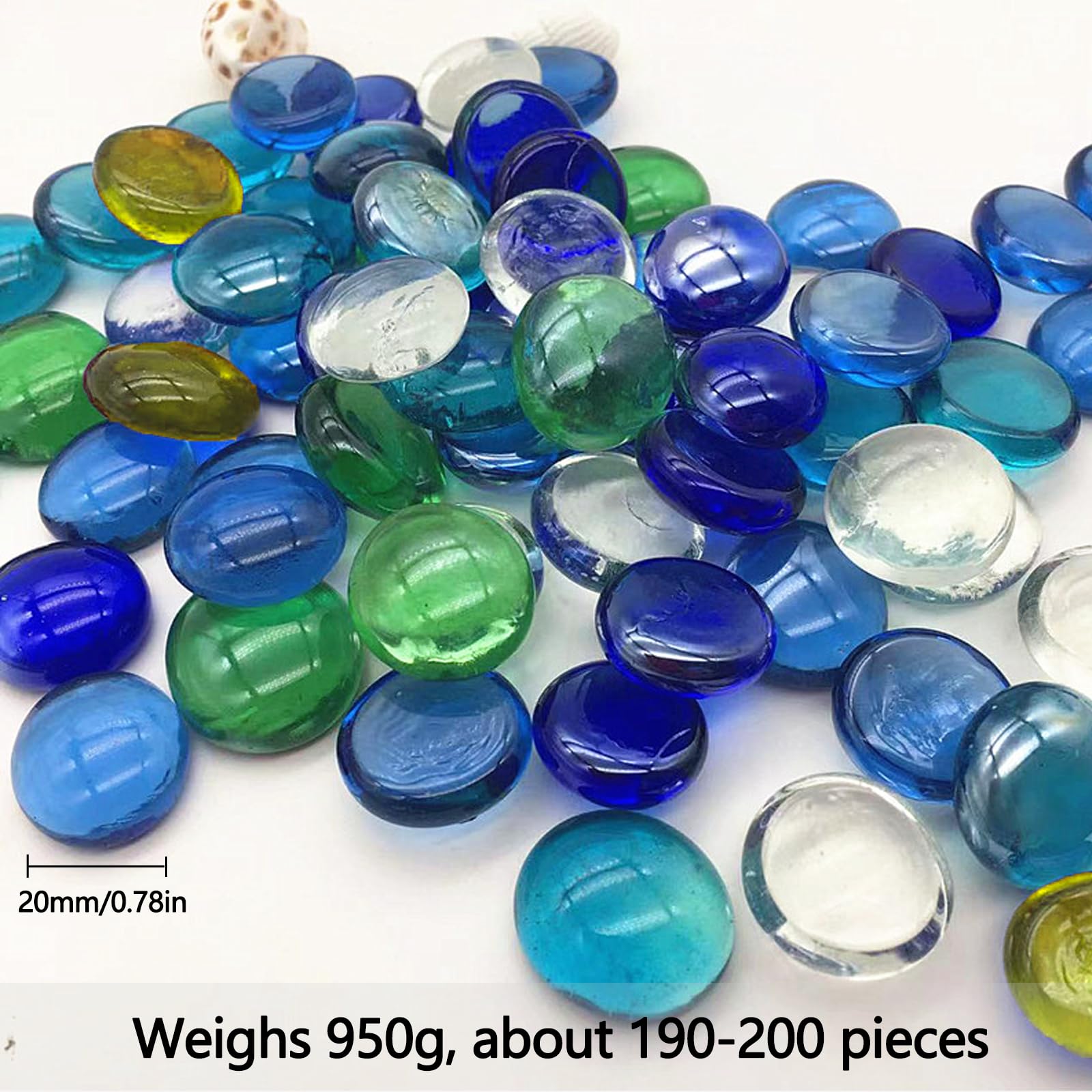 Glass Pebbles, 0.95KG Mixed Color Flat Marble Stones Beads - Image 2