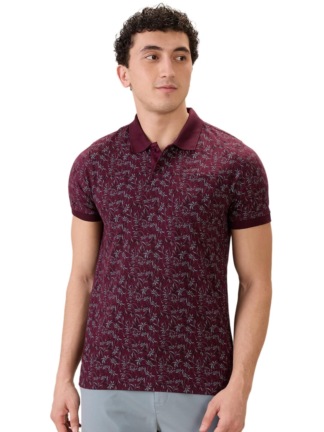 parx Men Regular Fit Print Pattern Cotton Polyester Blend Half Sleeve Polo Neck Casual T-Shirt-picture-23