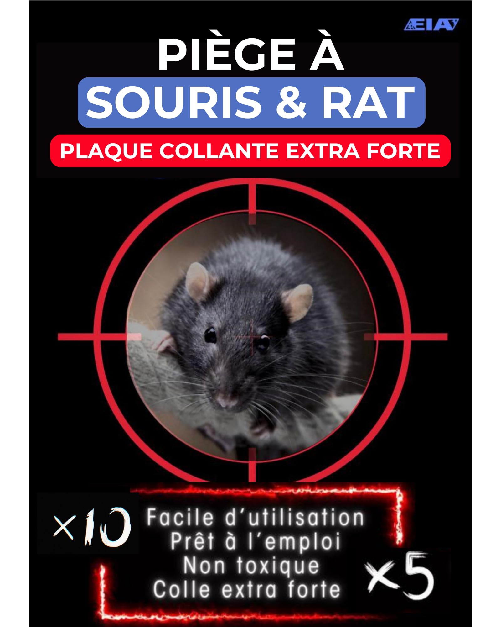 Piège à Souris Collant sans Poison - Plaque Glue Ultra Forte pour Maison, Restaurant, Commerce - Piège Anti rongeurs, Insectes - Produit Anti Souris Efficace - Lot de 5