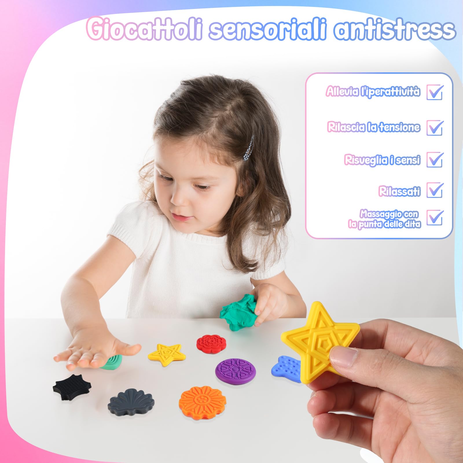Set Di 12 Pietre Sensoriali Anti-stress In Silicone, Colori E Texture Varie, Per Bambini E Adulti Con Autismo O ADHD