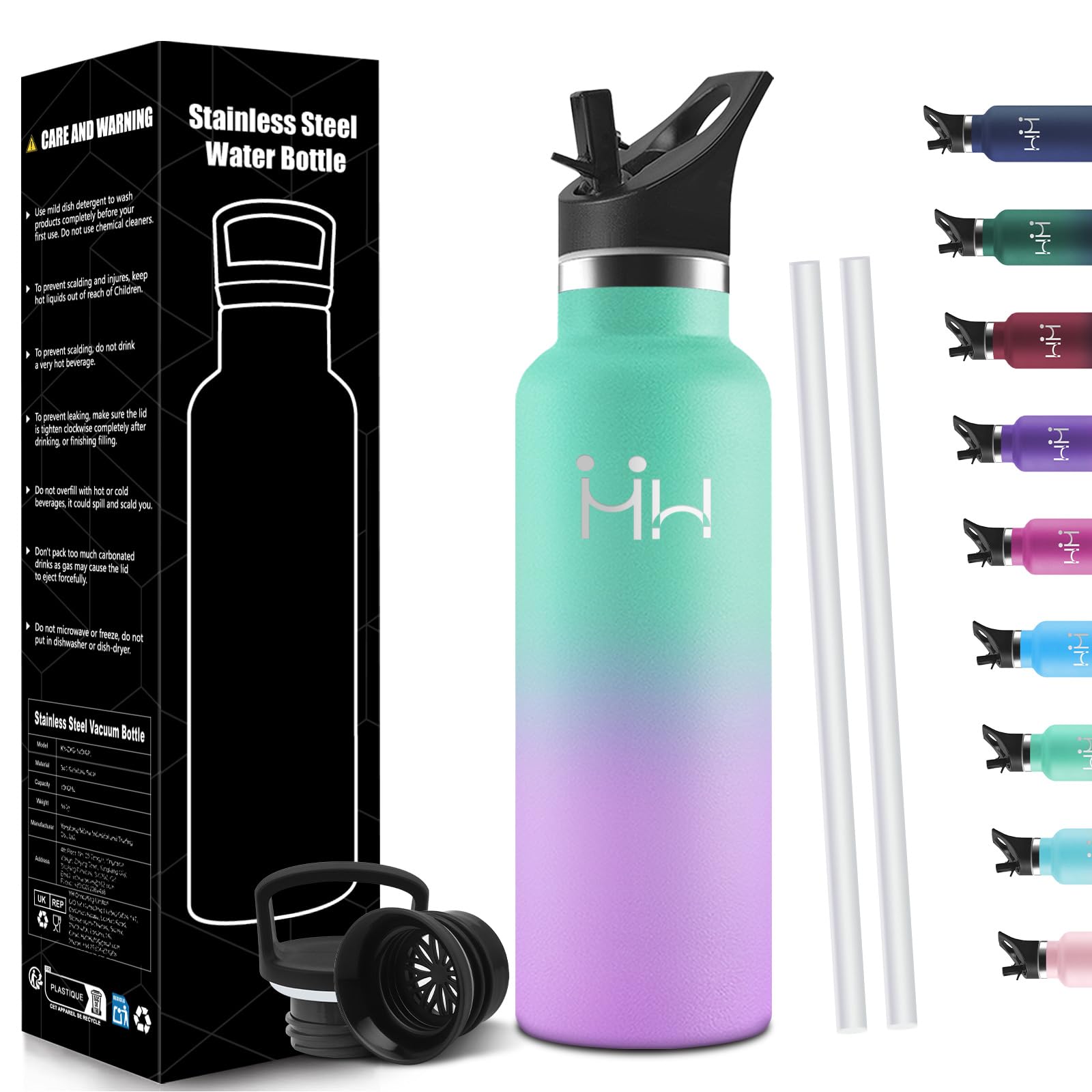 HoneyHolly Drinking Bottle 750 ml, BPA-Free, Stainless Steel, Leak-Proof Insulated Flask, Double-Walled, Stainless Steel Water Bottle, with Straw, Thermos Flask, Suitable for Carbonated Drinks — image 1