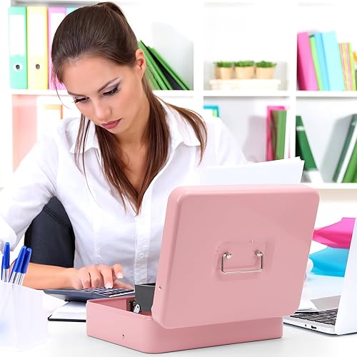 Miniatura 7 de KYODOLED - Caja de dinero grande con bandeja para dinero y cerradura caja de metal segura caja de seguridad caja registradora 5 compartimentos