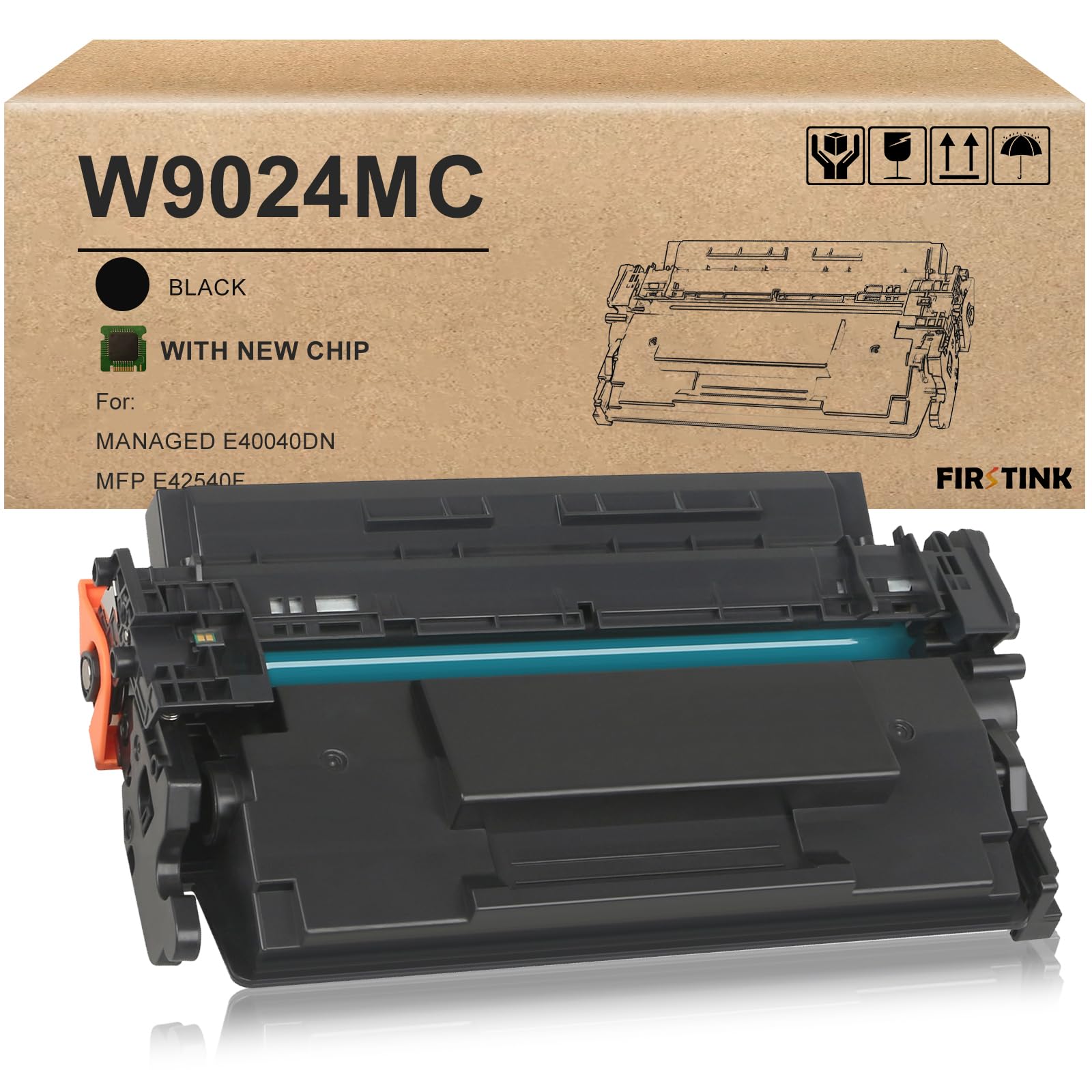 FIRSTINK High Yield W9024MC Black Toner Cartridge [with New Chip] W9024 Toner Cartridge Black Compatible with Managed E40040dn MFP E42540f Printer