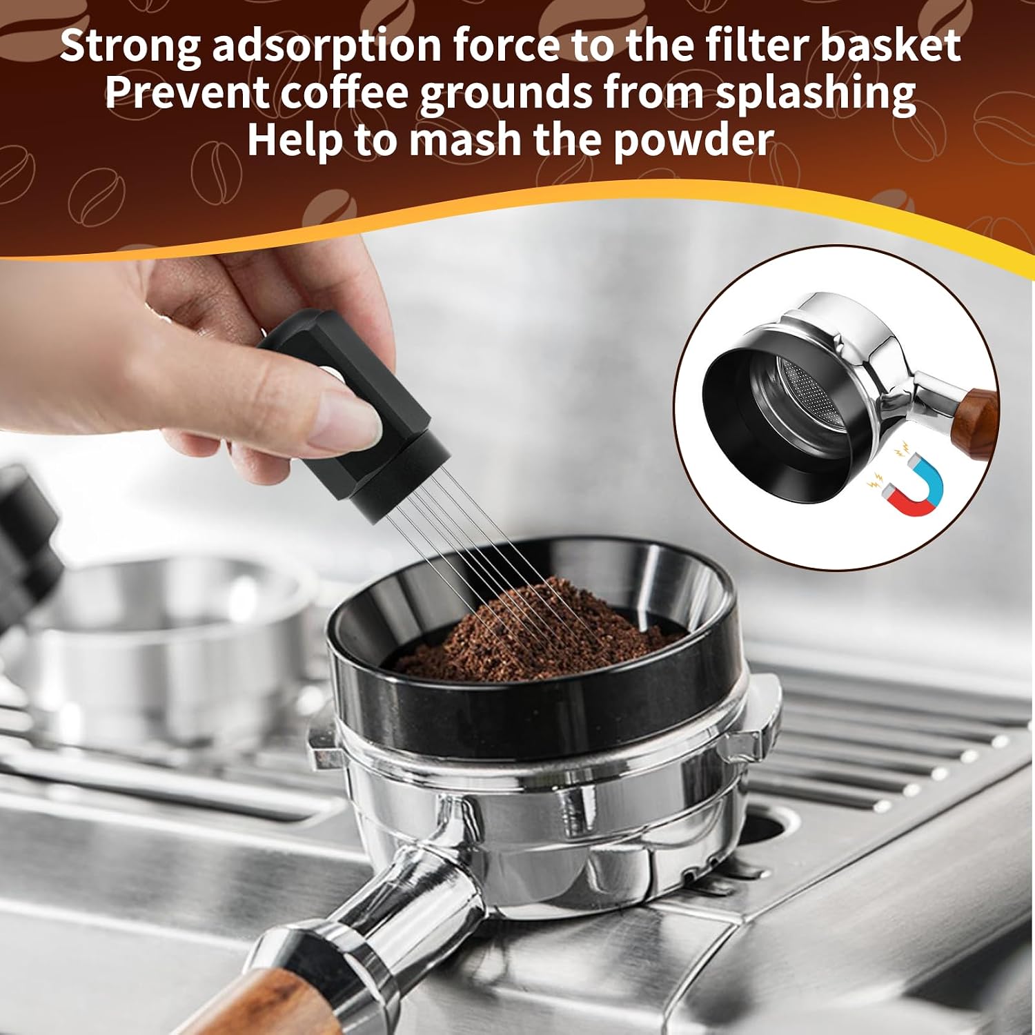 53.5mm WDT Tool Espresso - Espresso Stirrer Distribution Tool with Magnets and Stand, 54mm Dosing Funnel & Puck Screen | Fits Breville 8 Series Espresso Coffee Machines and 54mm Portafilters