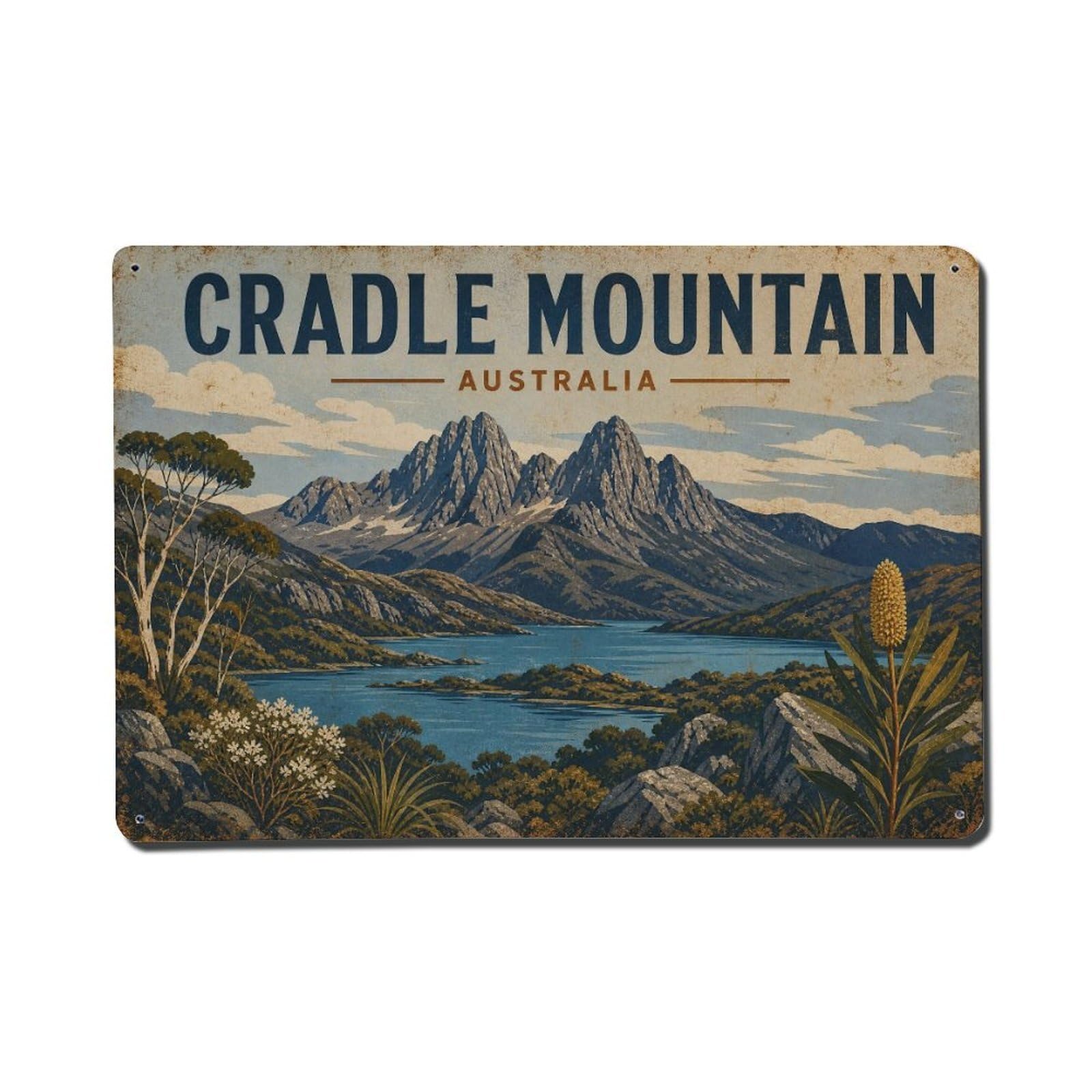 Australia Cradle Mountain Travel Destination Retro Metal Tin Sign