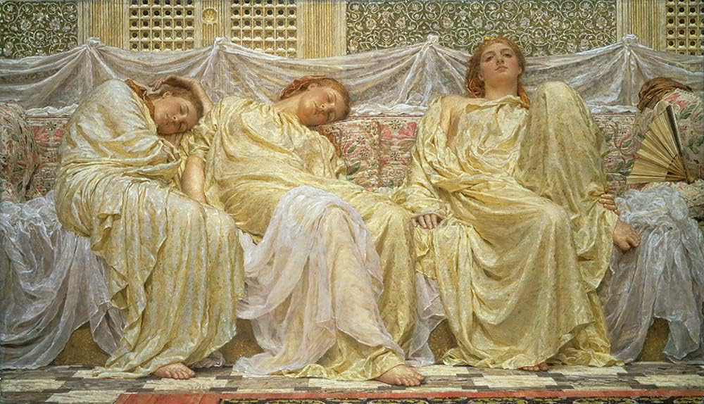ArtDirect Albert Joseph Moore 18x12 Gold Ornate Frame and Double Matted Museum Art Print Titled - Dreamers (1882)