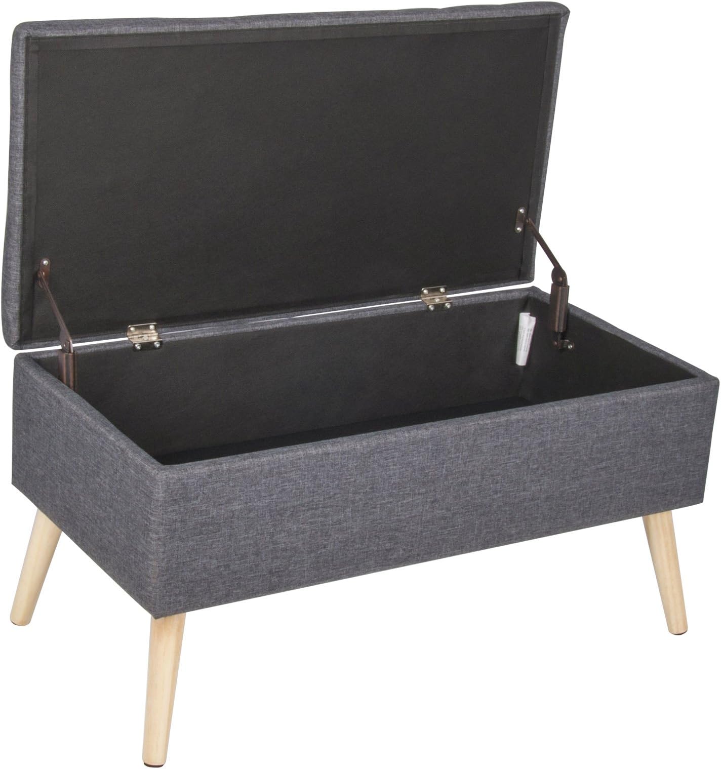 eSituro Ottoman Storage Bench Chest Padded Footstool Pouffe Chair Dark Grey Bed End Bench Shoe Bench Children Toy Box Stool Milking Stool
