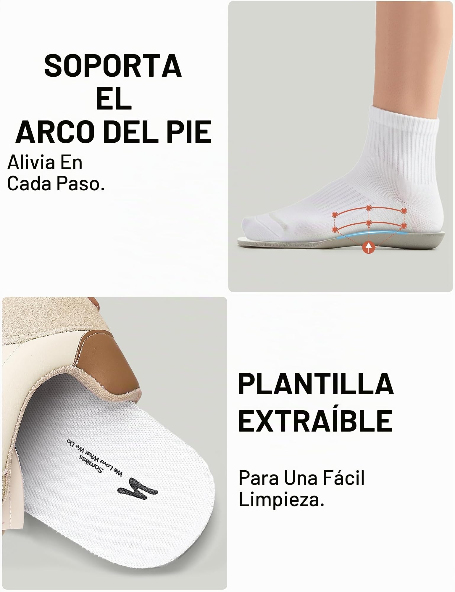 somiliss Zapatillas deportivas para mujer, cómodas zapatillas de salud con puntera ancha y suela antideslizante, plantilla extraíble con soporte para el arco del pie, zapatillas modernas para mujer