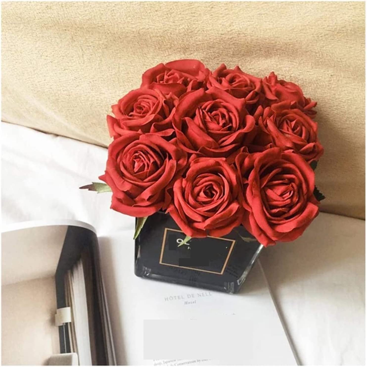 Decorazioni Domestiche Fiori Splendidamente Artificiali Rosa Rossa Simulazione Floreale Set da Tavolo Decorativo Fiori Finti