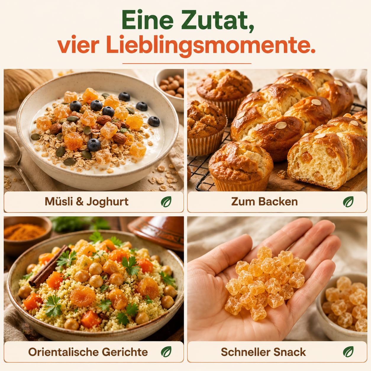 GiDeli Getrocknete Aprikosen 4X5kg Gewürfelt Ohne Zuckerzusatz Für Müsli | hoher Fruchtanteil, klebt nicht dank Reismehl, direkt einsatzbereit, ideal für Müsli, Joghurt und zum Backen