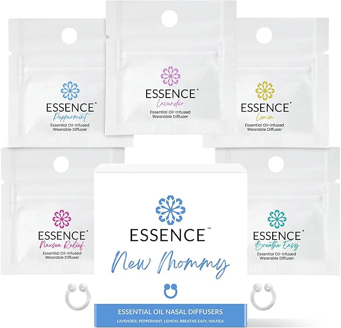 Essence Nasal Diffuser New Mommy Bundle – Essential Oil Silicone Nose Rings for