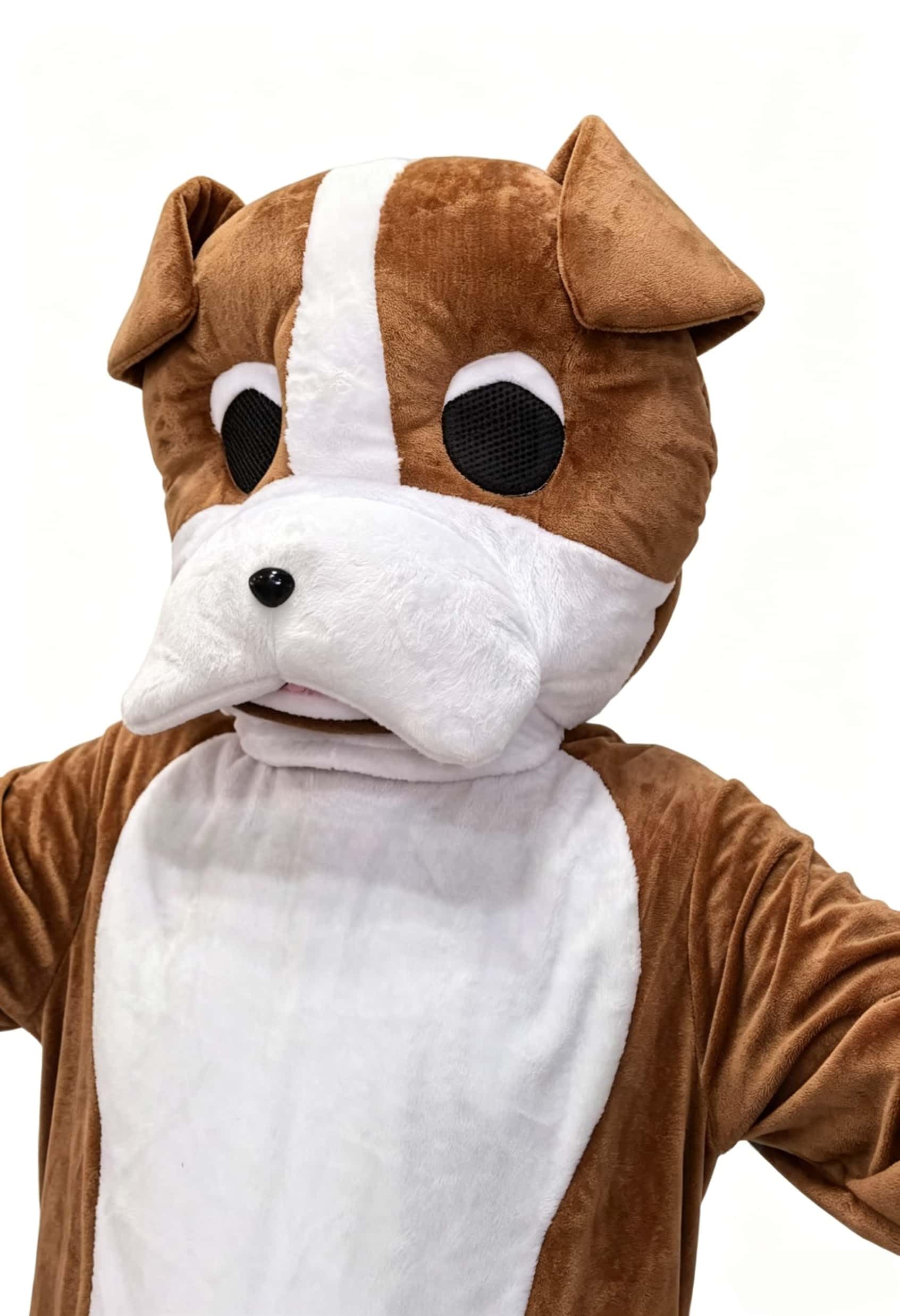 Costume in peluche di cane, mascotte, outfit con figure di cuccioli, costume da bulldog per adulti