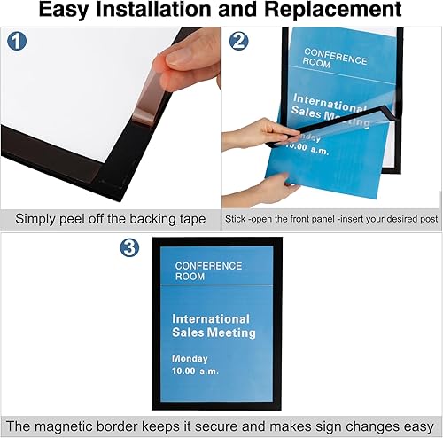 Miniatura 3 de Marco para póster de ventana de 11 x 17 pulgadas, hecho de PVC duradero y magnético fuerte, marco de exhibición flexible autoadhesivo, negro,