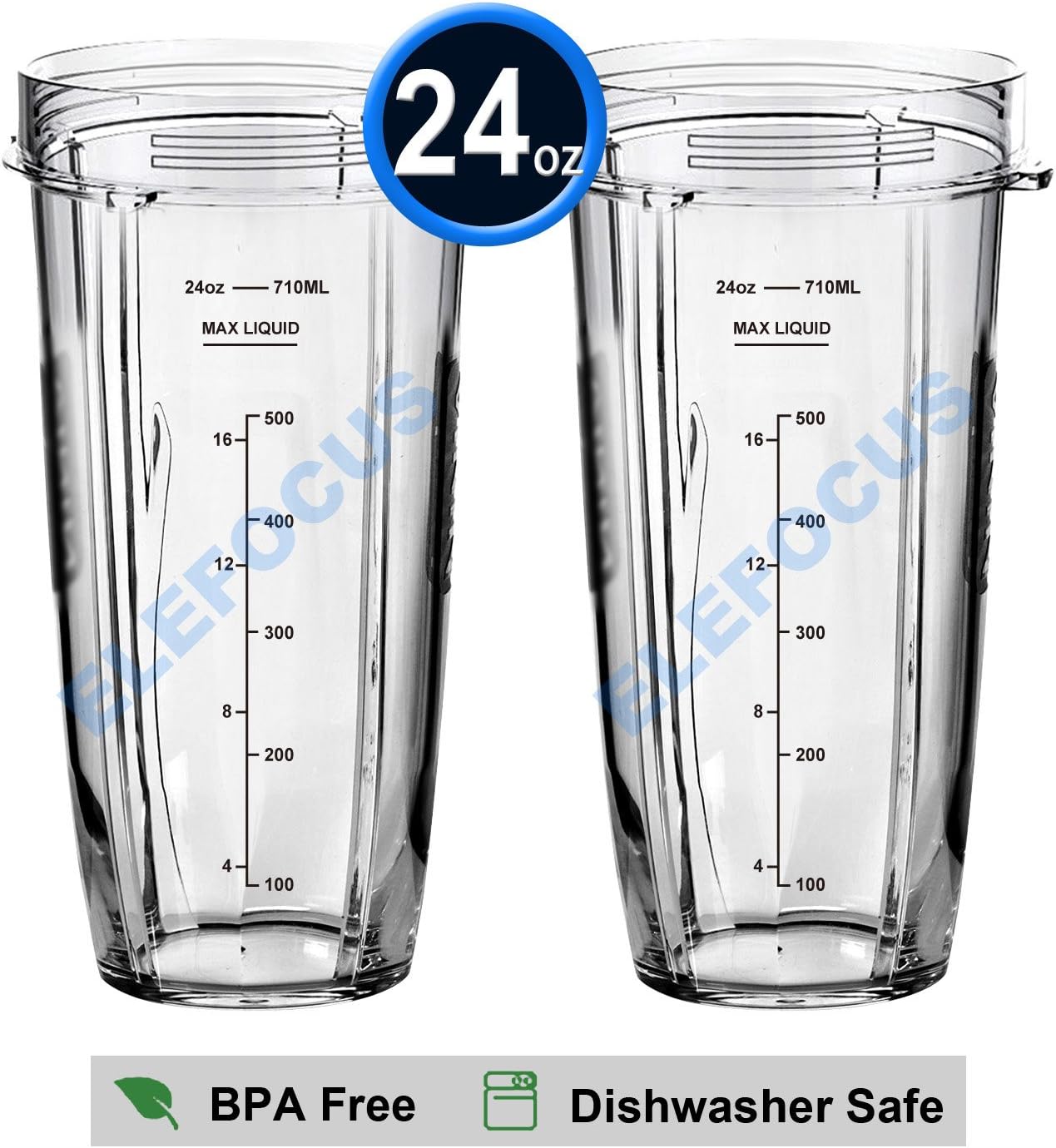2 Pack 24oz Regular Cups with Marks for Measuring for Nutri Ninja 900W 1000W 1300w for Auto-iQ Duo Blender Accessories