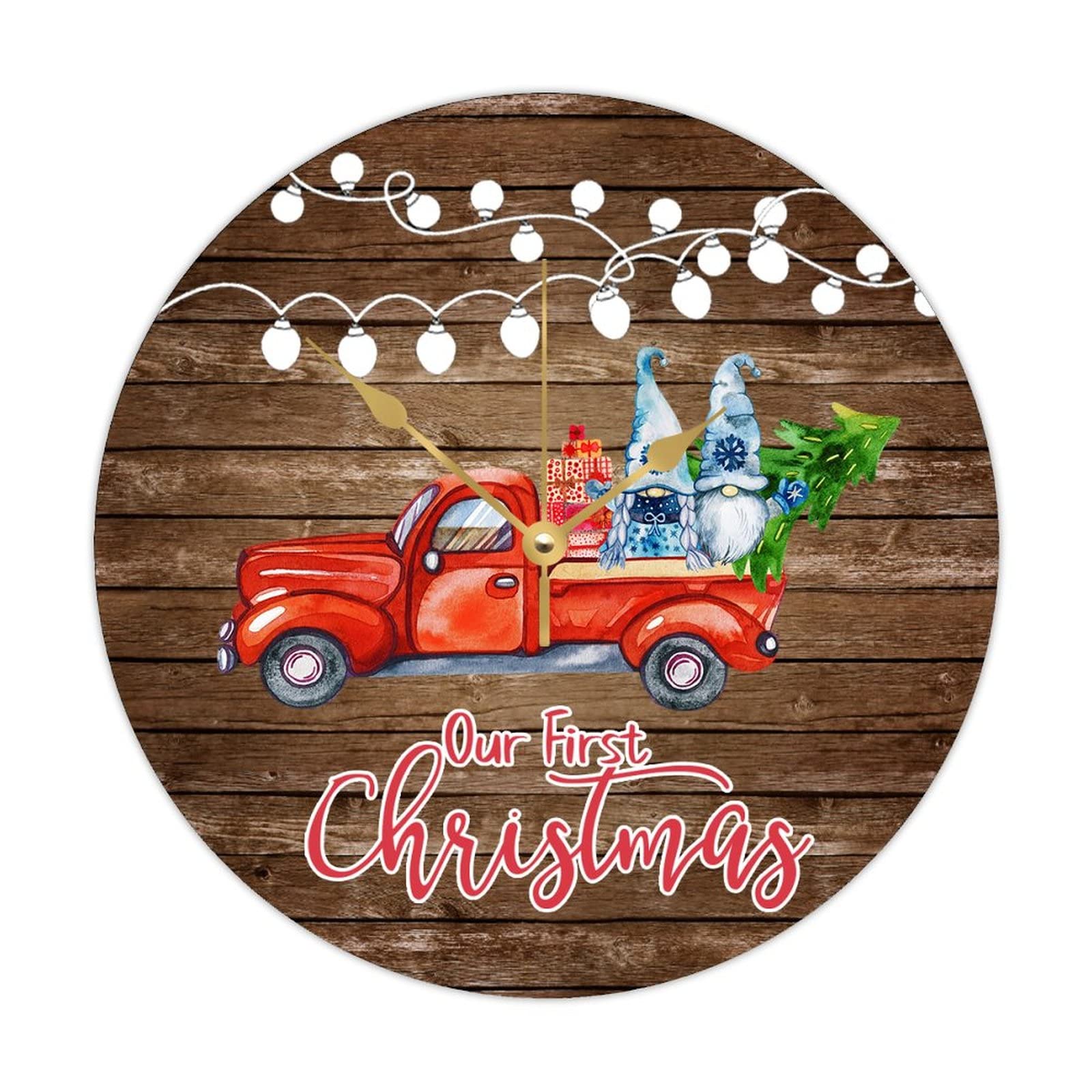 Horloge de ferme camion rouge pour une décoration de cuisine chaleureuse en hiver