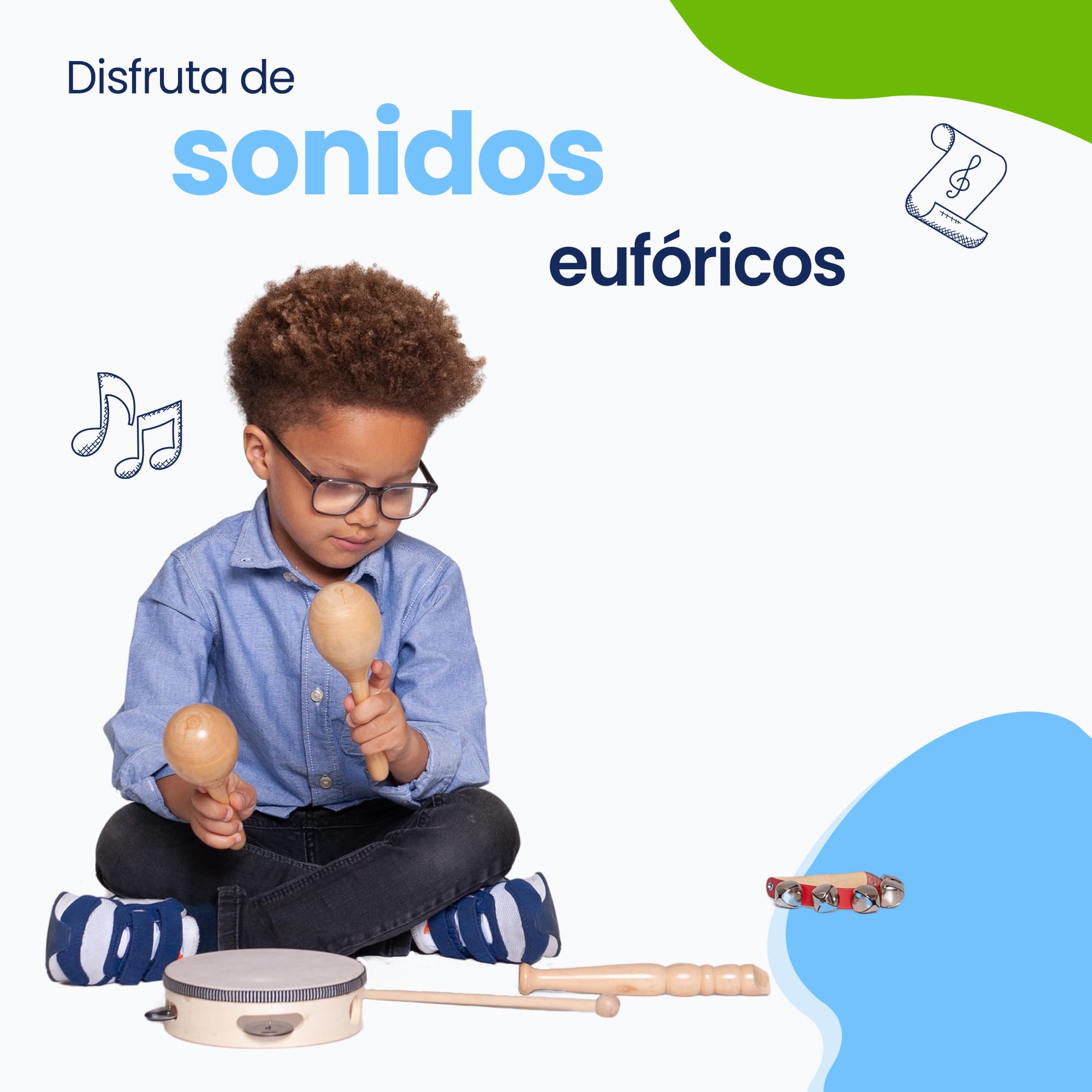 Set de Instrumentos Musicales para niños de Madera (18 Piezas) - Juguetes educativos Montessori - Música para niños - Regalo sostenible - Cumpleaños Infantil - Juegos Musicales