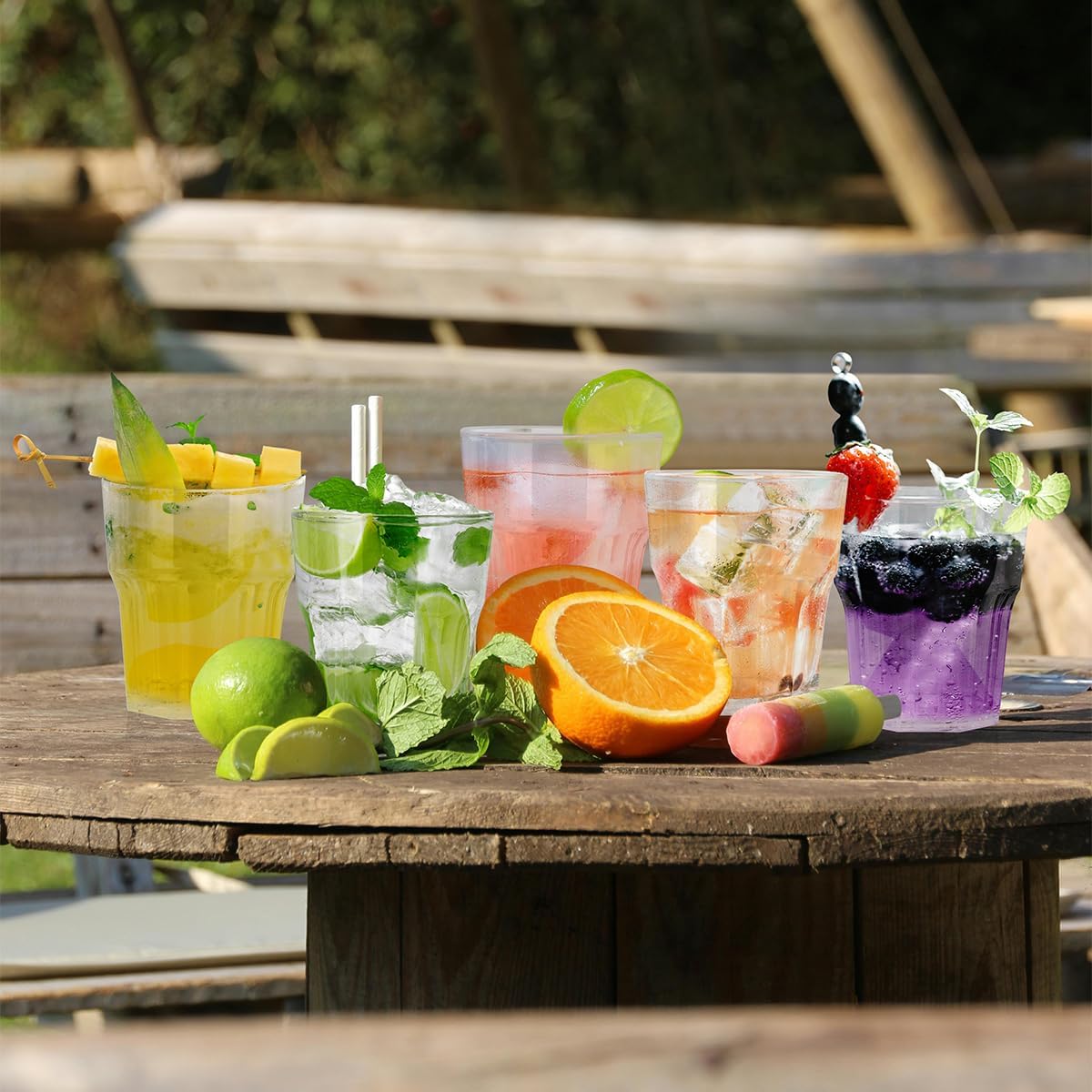 8Pcs Plastic Drinking Glasses, SHAIDOJIO Plastic Tumblers Reusable Drinking Cups, Clear Acrylic Glasses Drinkware 7.1oz, Stackable Unbreakable Cup for Beer Wine Juice Milk, Party and Picnic - Image 8