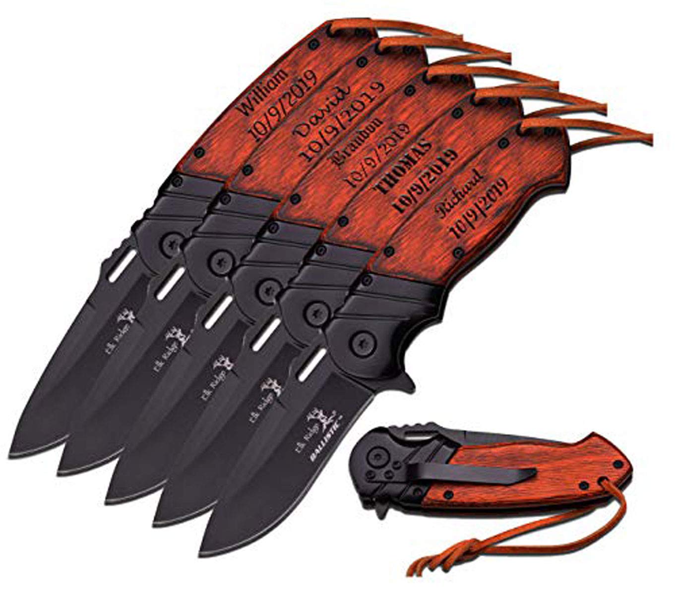 GIFTS INFINITY Customized Engraved Pocket Folding Knife - Groomsmen Wedding Party Monogrammed (A-003BW-5)