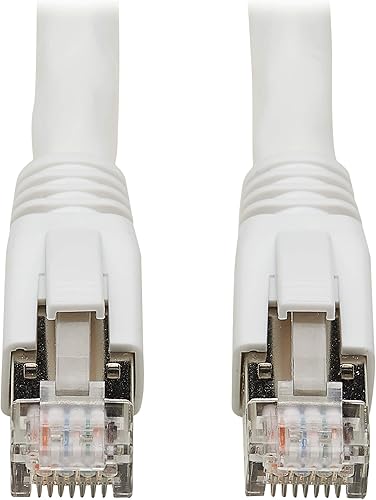 Tripp Lite Cable Ethernet Snagless Cat8, Cable de conexión de red certificado 25G40G, 22 AWG SFTP, PoE, blanco, 40 pies (N272-040-WH)