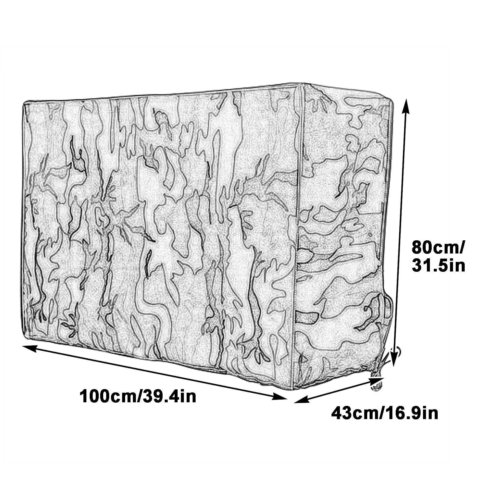 Funda Aire Acondicionado Exterior, Color Camuflaje Cubierta Aire Acondicionado Exterior para Equipos Externos, Tela Impermeable y Resistente al Viento(Gray,100x80x43cm/39x32x17in)