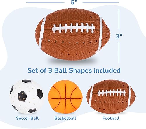 Miniatura 8 de ArtCreativity Pelotas deportivas, juguetes para salpicaduras de agua, juego de 3, juguetes de baño esponjosos para niños, 3 diseños diferentes de