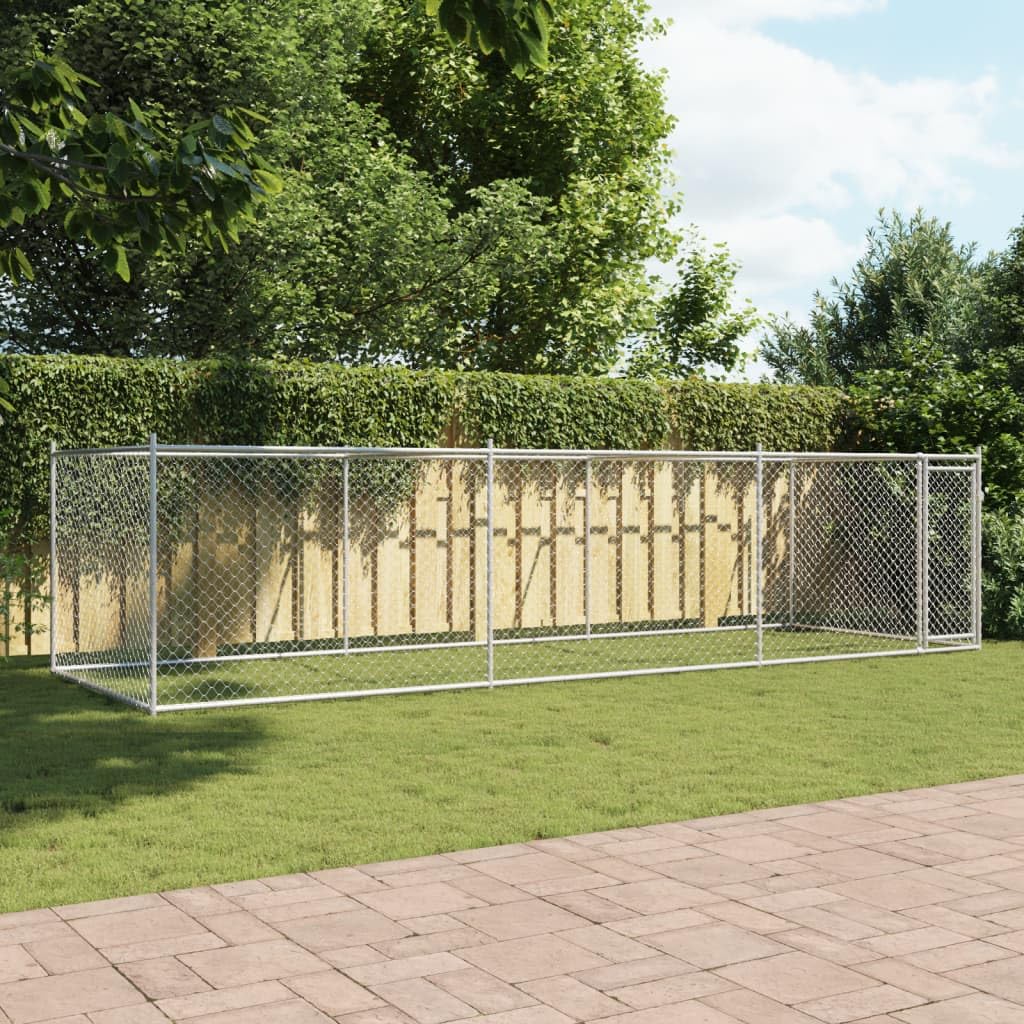 Käfig für Hunde, grau, 6 x 2 x 1,5 m, verzinkter Stahl