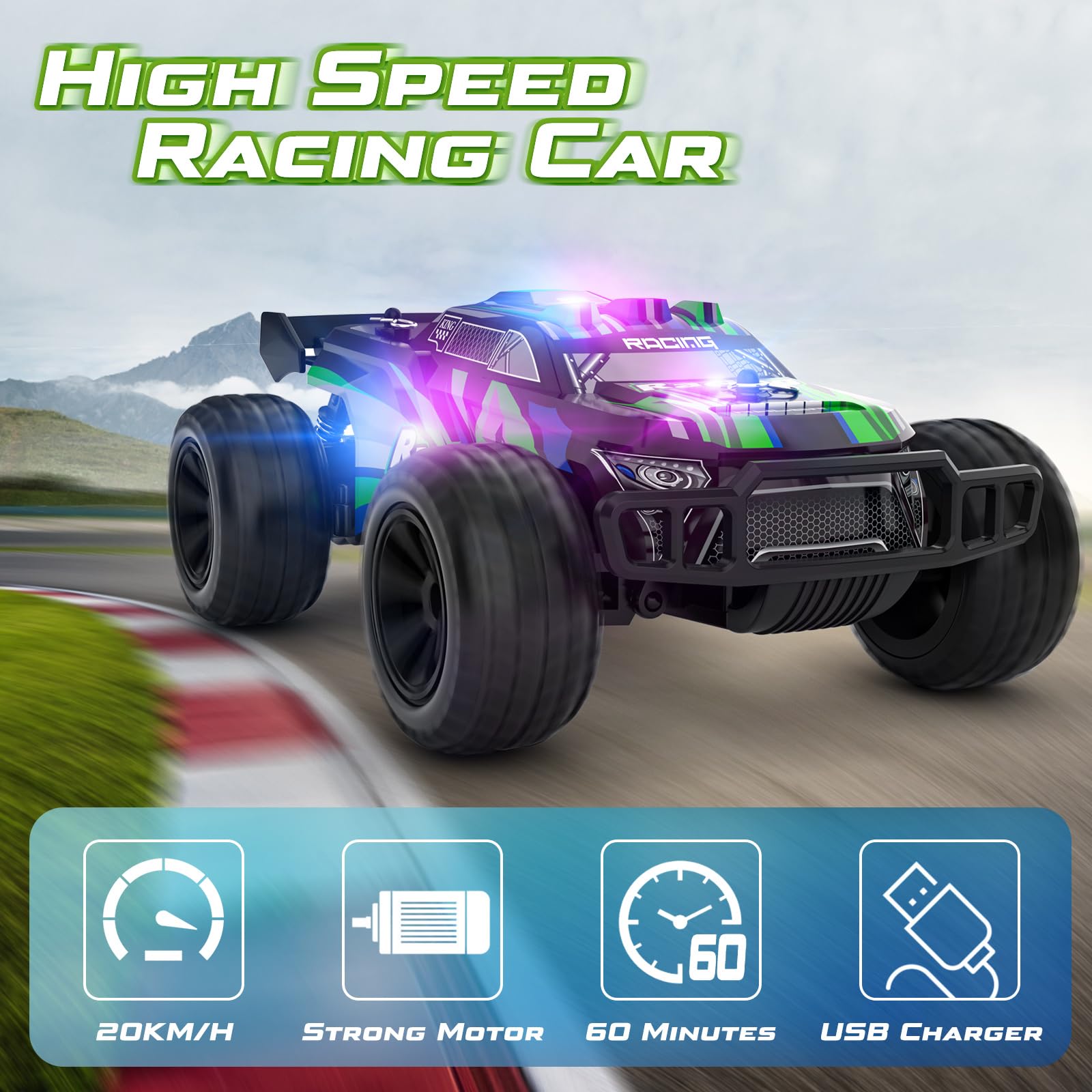 Macchina Telecomandata Tutti i Terreni, Giochi Bambini 6 7 8 9 10 11 12 Anni Macchinina Radiocomandata Auto RC 2.4GHz Alta Velocità 15km/h Regalo Pasqua Compleanno Giocattolo Bimbi Ragazzi Gioco
