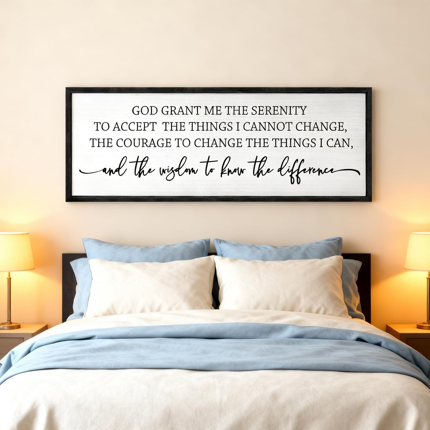 Serenity Prayer Rustic Bible Verse Framed Wall Art, 40''×15'' Positive Religious Christian Saying Sign for God Jesus Christ Prayer, Vintage Horizontal Holy Inspirational Catholic Scripture Decor