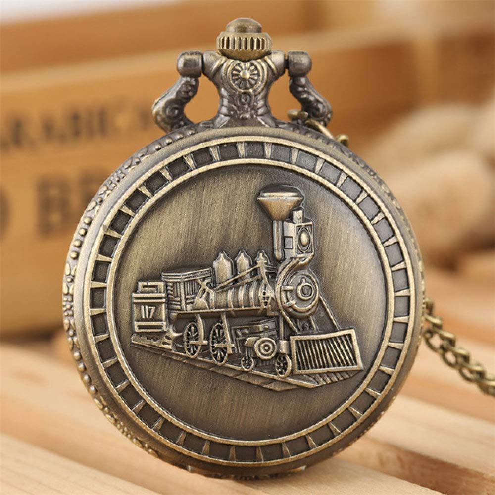 Orologio da Tasca Cool Hollow Silver Golden Locomotive Quartz Design Orologio da Tasca con Catena per Collana Regalo per Donne Regalo per Compleanno Natale Festa del PAP
