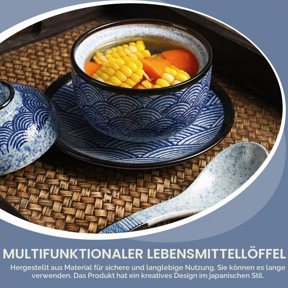 UPKOCH Japanische Multifunktions-Suppenschüssel Mit Deckel 350 Ml Keramik Miso Schüssel Mikrowellenfest Spülmaschinenfest Praktische Haushalts Eintopfschale Für Ramen Und Suppe