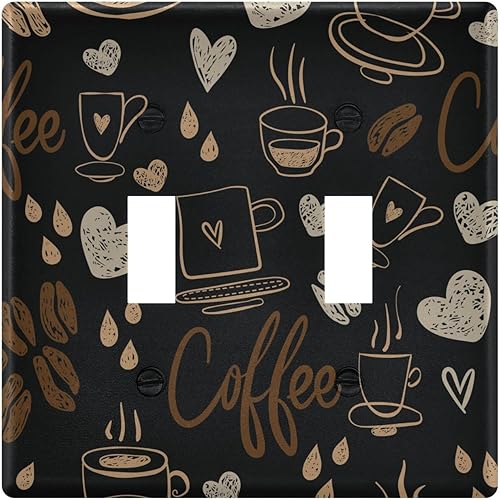 Placa de interruptor de luz de corazón para taza de café, cubierta de doble tomacorriente, placa de pared para el hogar, baño, dormitorio,