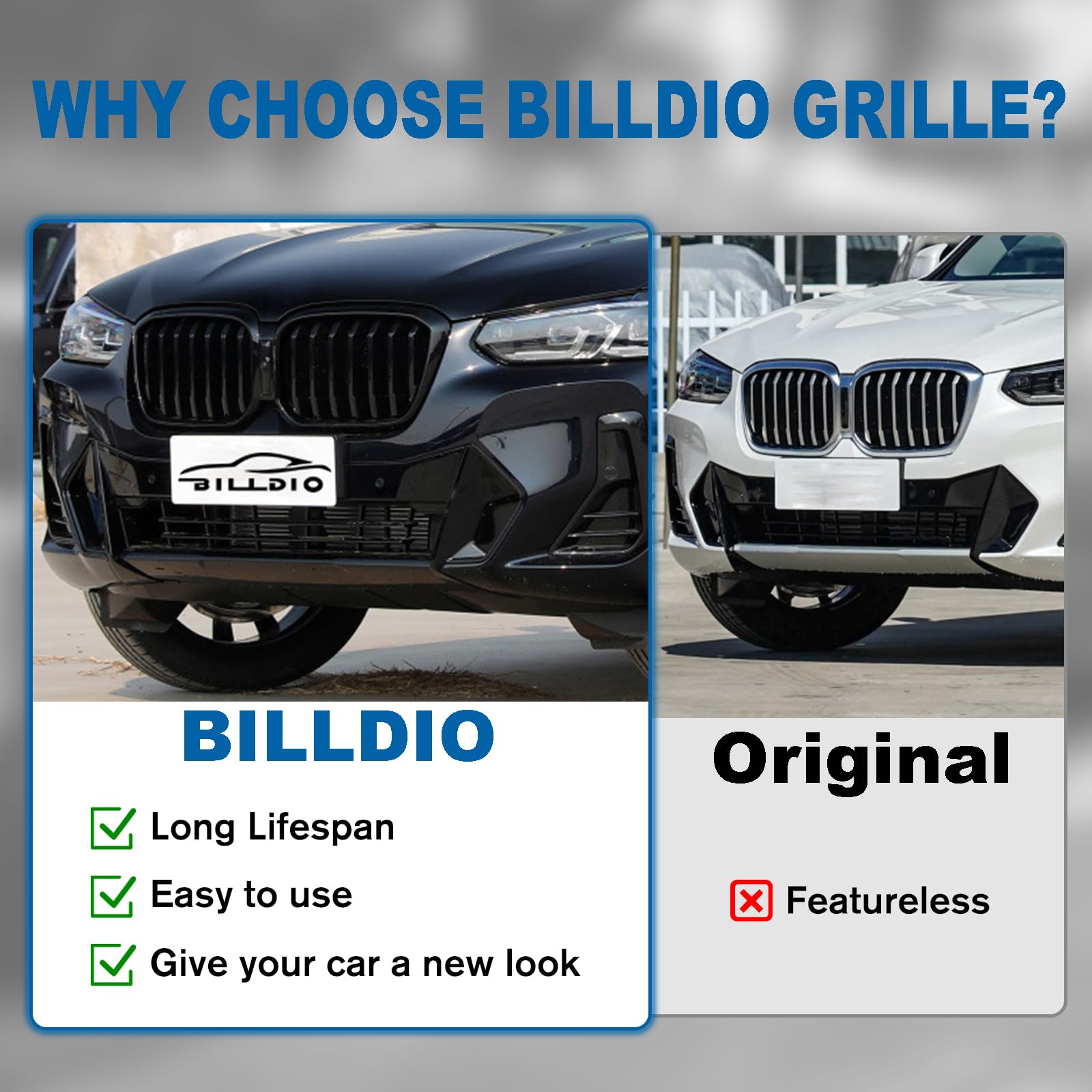 Amazon.co.jp: BILLDIO G01 G02 グリル - ブラック キドニーグリル 