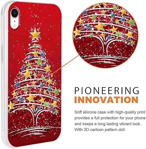 Miniatura 2 de Paquete de 2 fundas transparentes de Navidad para iPhone XR de 6.1 pulgadas, bonito patrón de árboles de Navidad, resistente al amarilleo,