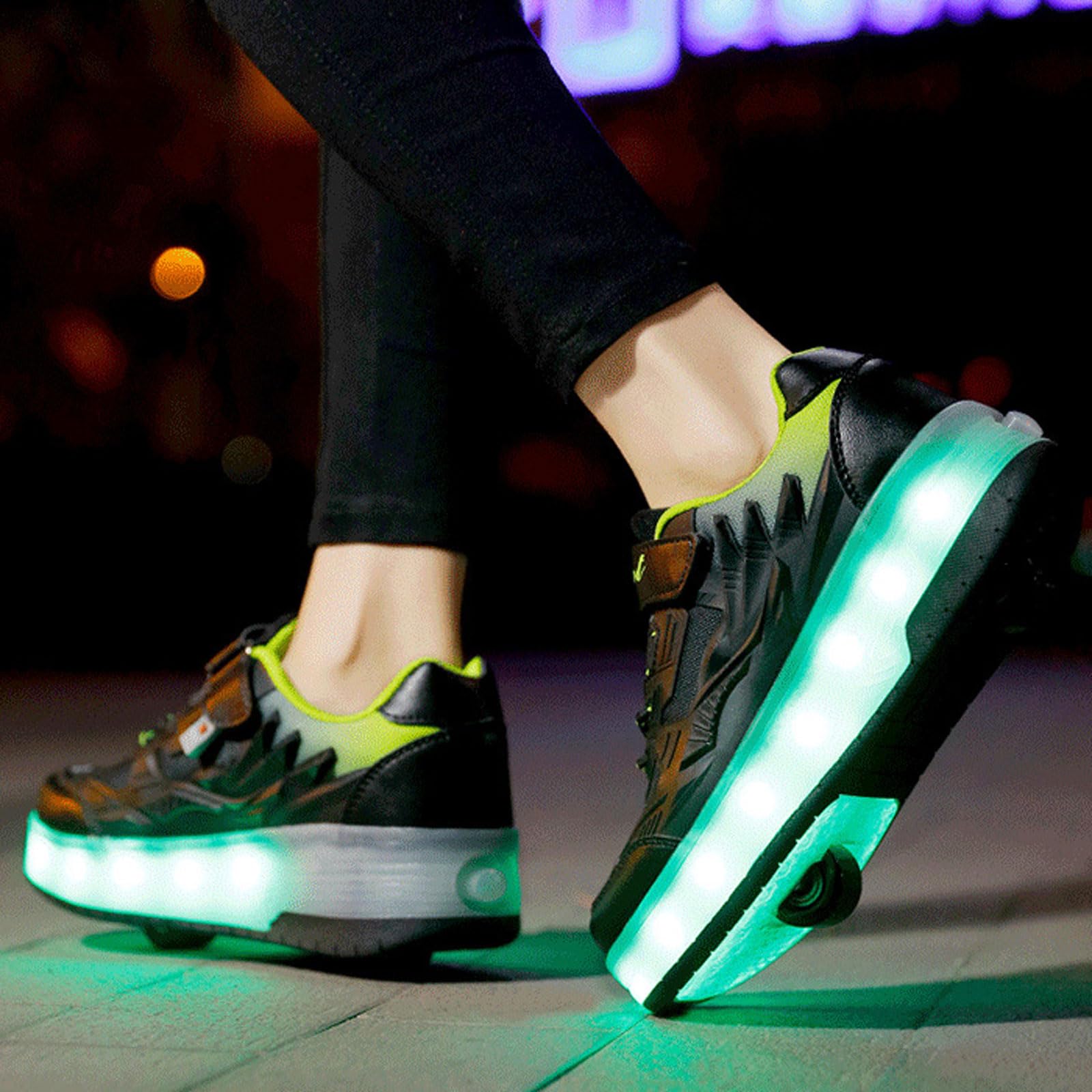 Patins à roulettes 2 en 1 Rétractables avec LED Lumières, Rechargeables, pour Enfants Filles Garçons