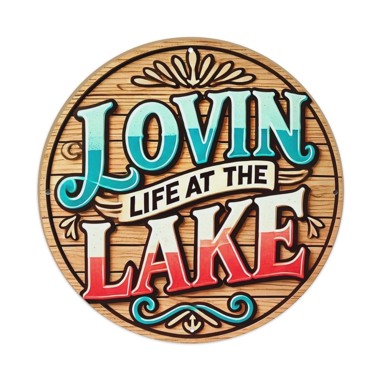 Lovin Life At The Lake Tin Sign Metal Poster Vintage Metal Signs for Home Man Cave Bar Cafe Kitchen laundry room Wall Decorations 8x8 inches