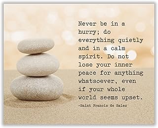 AMERICAN LUXURY GIFTS Inner Peace Balancing Stones Zen Motivational Wall Art for Home Office School Yoga Decor - 10x8 Unframed Print