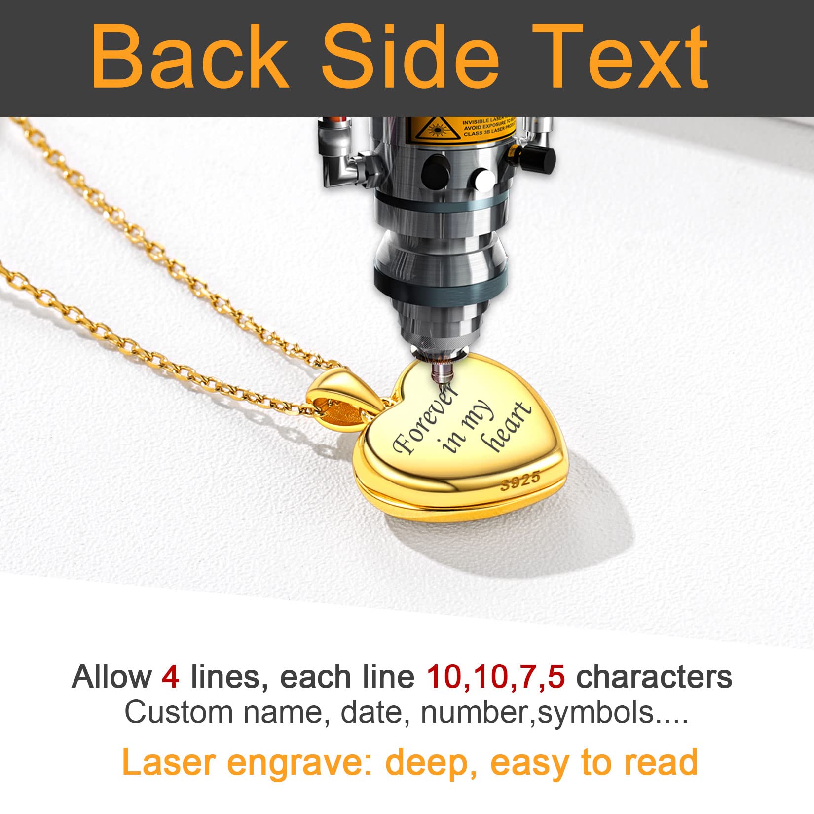 SILVERCUTE personalisiert Foto Kette 925 Sterling Silber Herz Medaillon zum Öffnen einzigartiges Bilder Souvenir Andenken Schmuck mit Rolokette 40/45/55cm