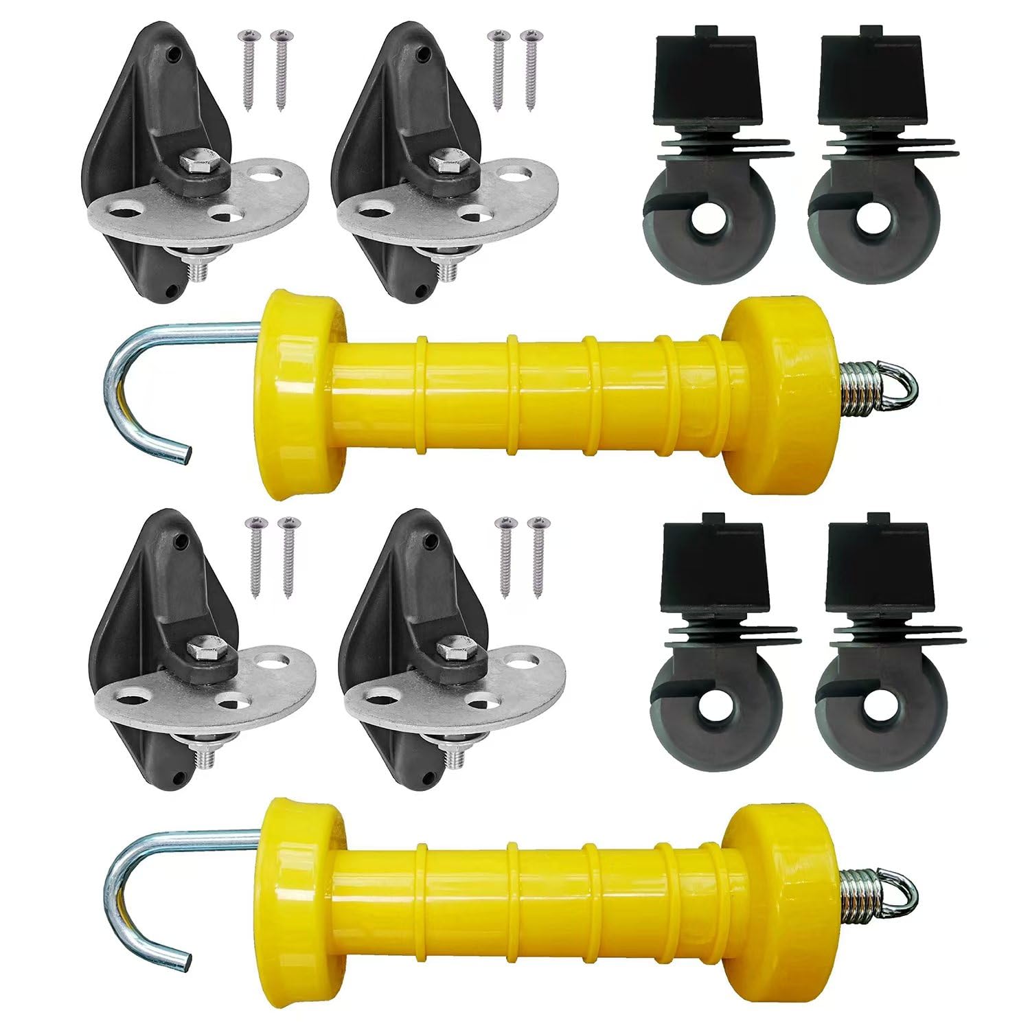 QMARK Electric Fence Gate Handle Set with 2 Handles, 4 Anchors and 4 Insulators