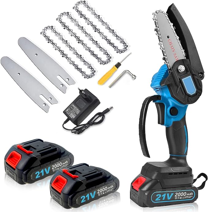 Motosega Elettrica A Batteria 24V - 4 Pollici - Elettrosega Per Potatura Con Valigetta E Batteria