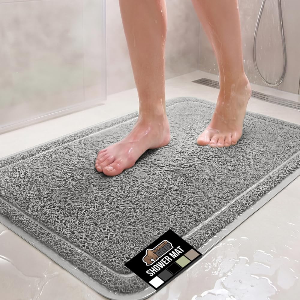 GORILLA GRIP Exfoliating Bath and Shower Mat, Textured Backing, 30x16 Gray