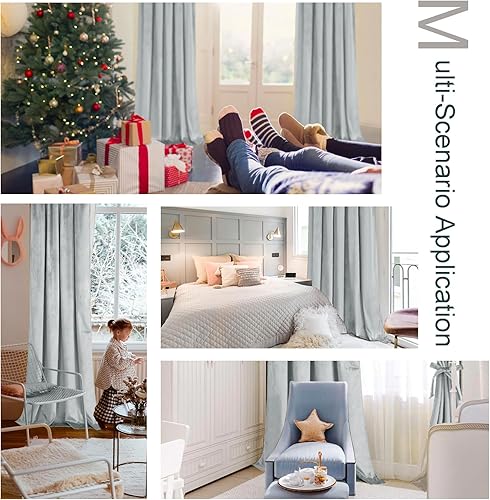 Miniatura 60 de Cortinas de terciopelo JIUZHEN, cortinas opacas suaves de terciopelo retro para dormitorio, cortinas elegantes con reducción de ruido y Rosa