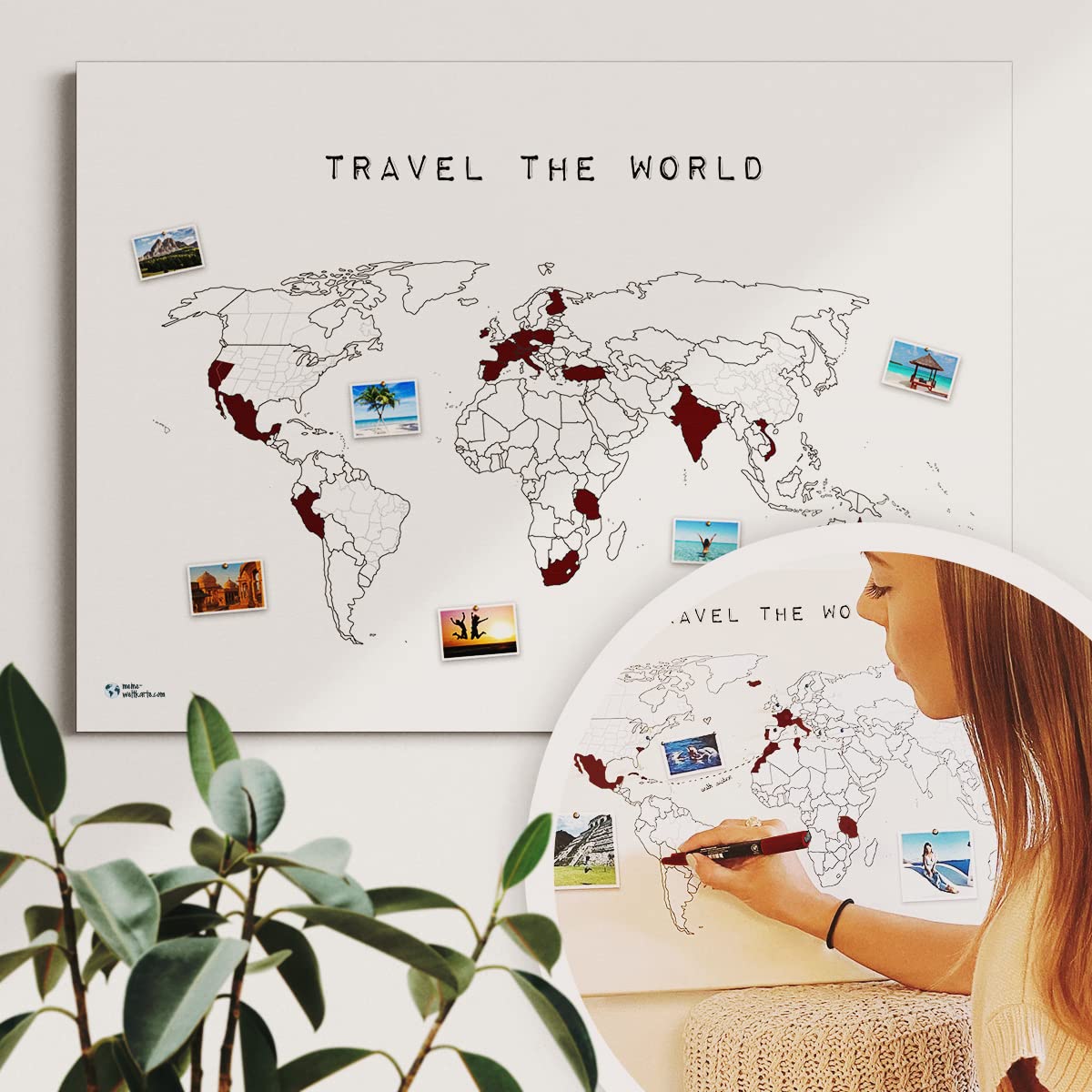 Travel the world and mark places on your world map