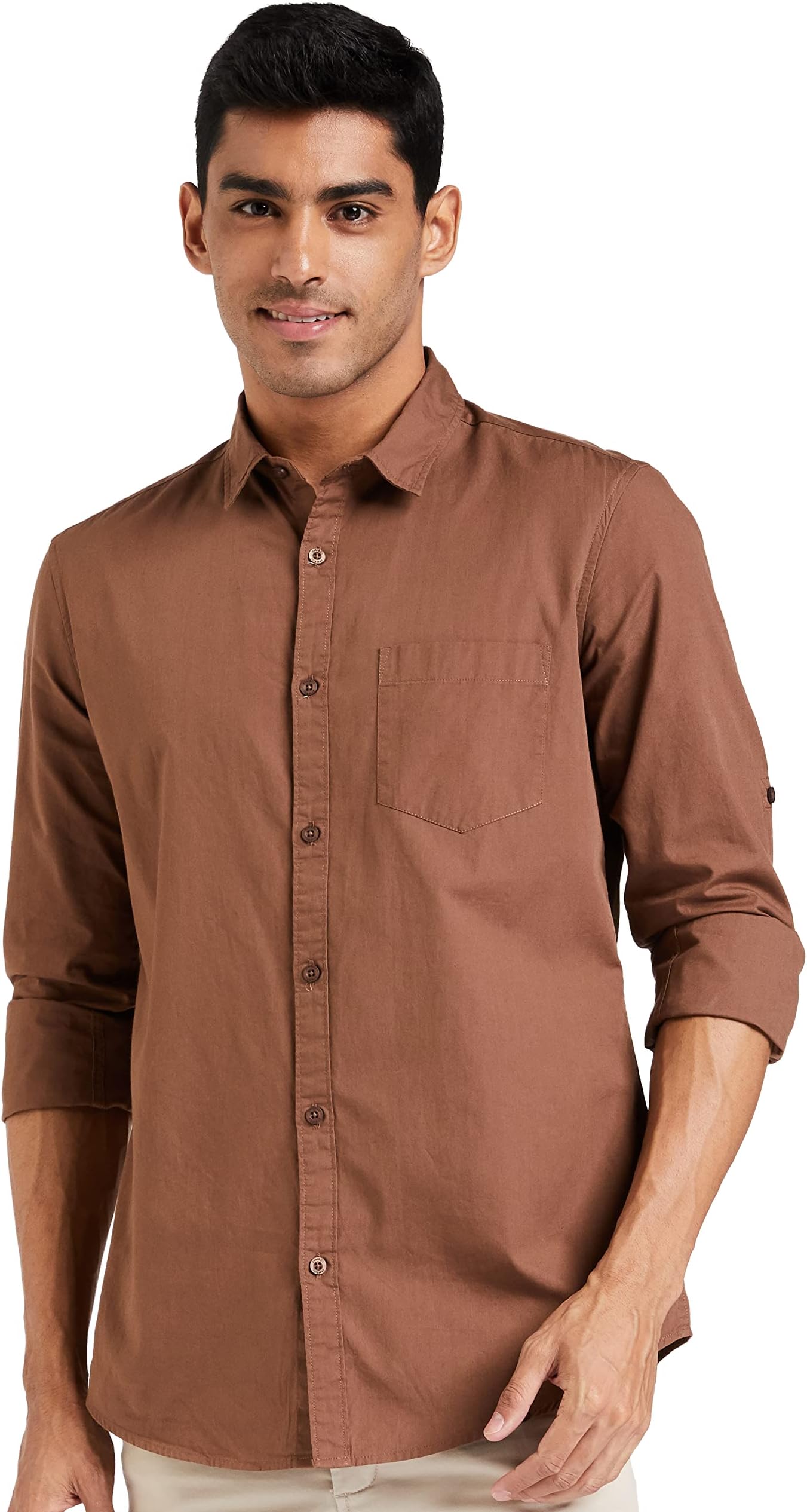 Amazon Brand - SymbolMen's Cotton Shirt | Casual | Plain | Full Sleeve | Summer - Regular Fit (Available in Plus Size and Combo Packs)