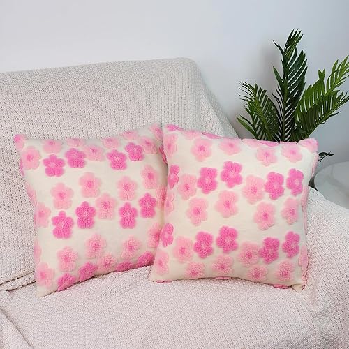Paquete de 2 fundas de almohada decorativas florales de otoño de 18 x 18 pulgadas, fundas cuadradas de almohada bohemias de felpa sintética suave