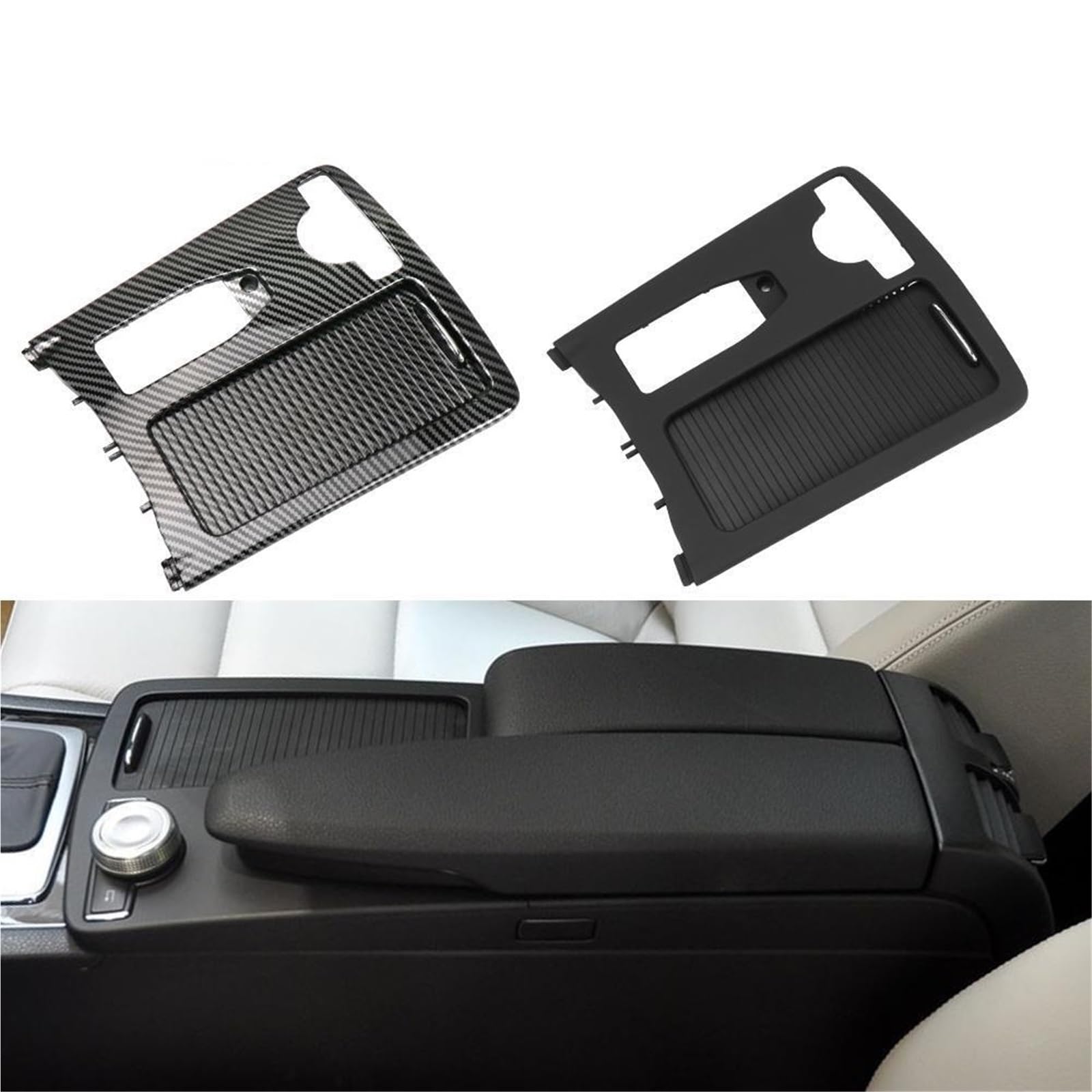 Armsteun Richter Bush Osłona konsoli środkowej samochodu, osłona uchwytu na kubek z wodą, pasuje do Mercedesa-Benz W204 W212(Model C Black)