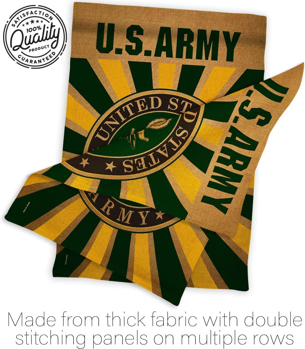 Army Burlap Garden Flag - Set Wall Hanger Armed Forces Rangers United State American Military Veteran Retire Official - House Decoration Banner Small Yard Gift Double-Sided Made in USA 13 X 18.5
