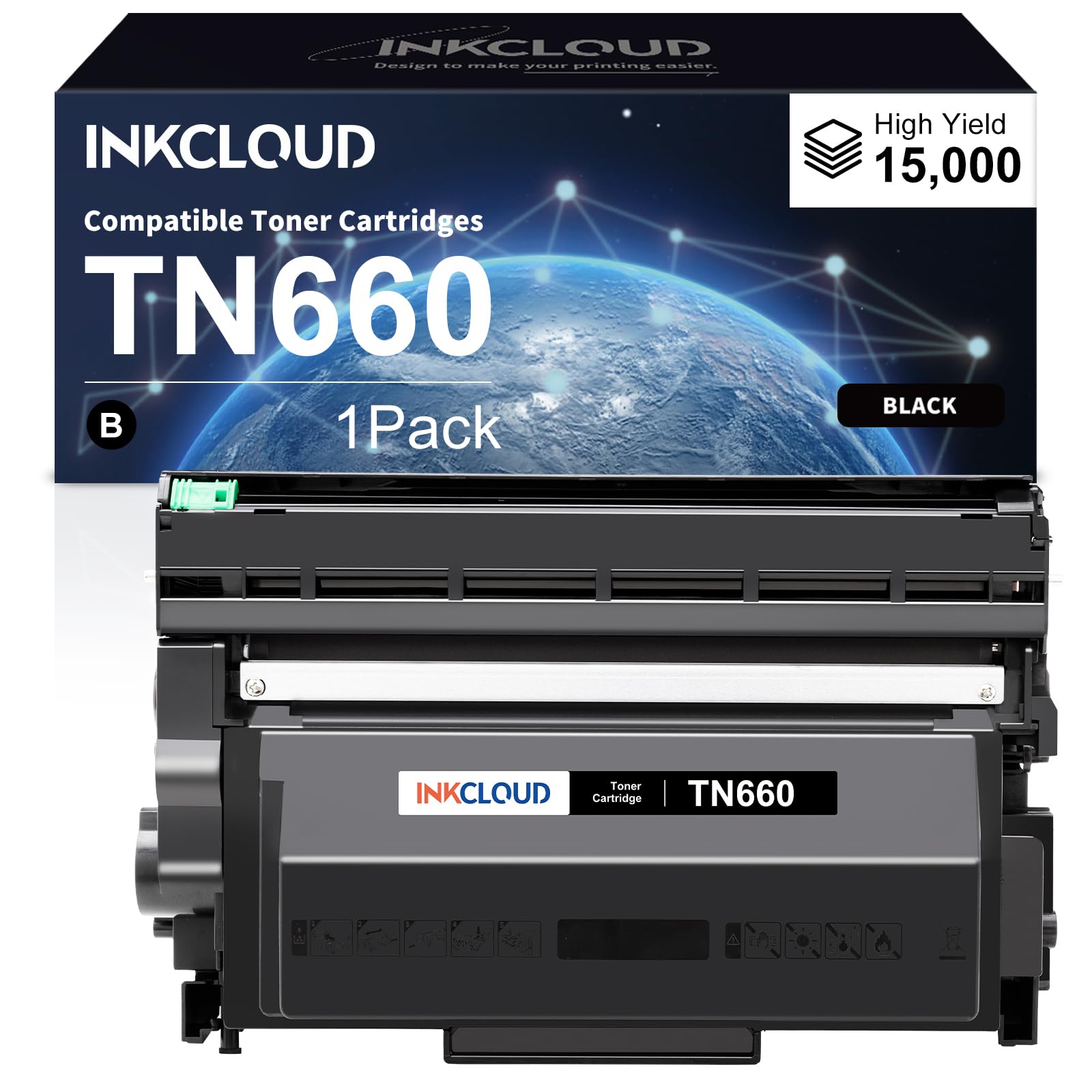Compatible TN 660 DR630 Drum and powder in one 15000 Pages Replacement for Brother TN660 TN630 DR630 Toner Cartridge &Drum Unit Work with HL-L2300D